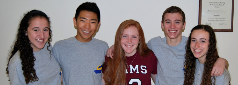 Photo provided by BLANk. Marine Biology students Adena Goldberg (left), Bini Allen, Gabi Cabell, Jacob Pellegrino, and Moriah Abrams made custom shirts to show their excitement over the elective.