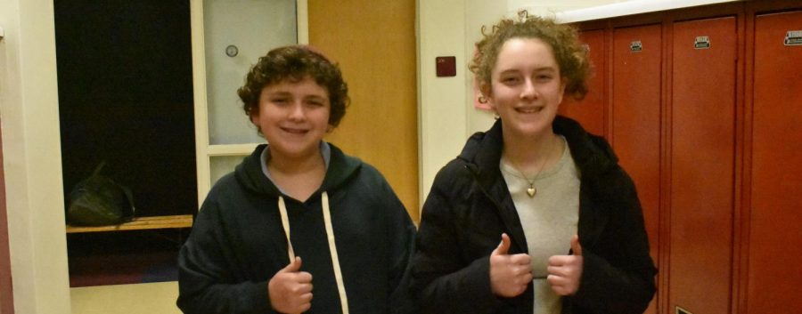 Aeden and Sophie Philmus pose for a picture in the locker bay. Image by Aviva Clauer.