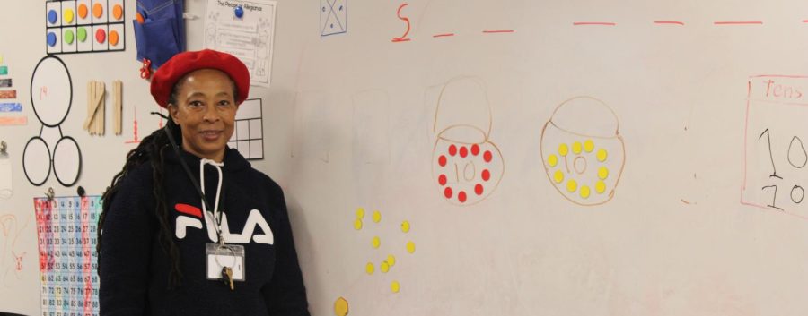 Coulibaly smiles as she teaches her students math. Image by Elia Ellis.
