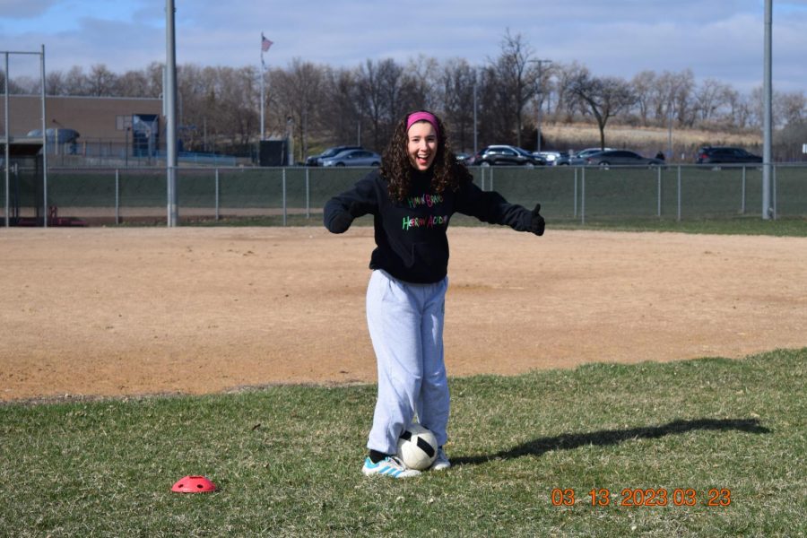 Senior Illy Hammer showing her
excitement due to soccer season
starting. Photo by Avital
Mullokandova