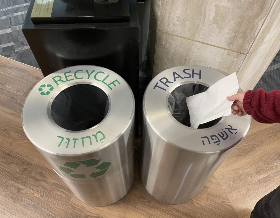 Students often obliviously throw away recyclable items like scrap paper. Photo by Aviva Clauer