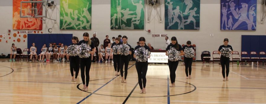 Encore dancers performing their pom dance at HBHA Senior Night. Image by Avital Mullokandova.

