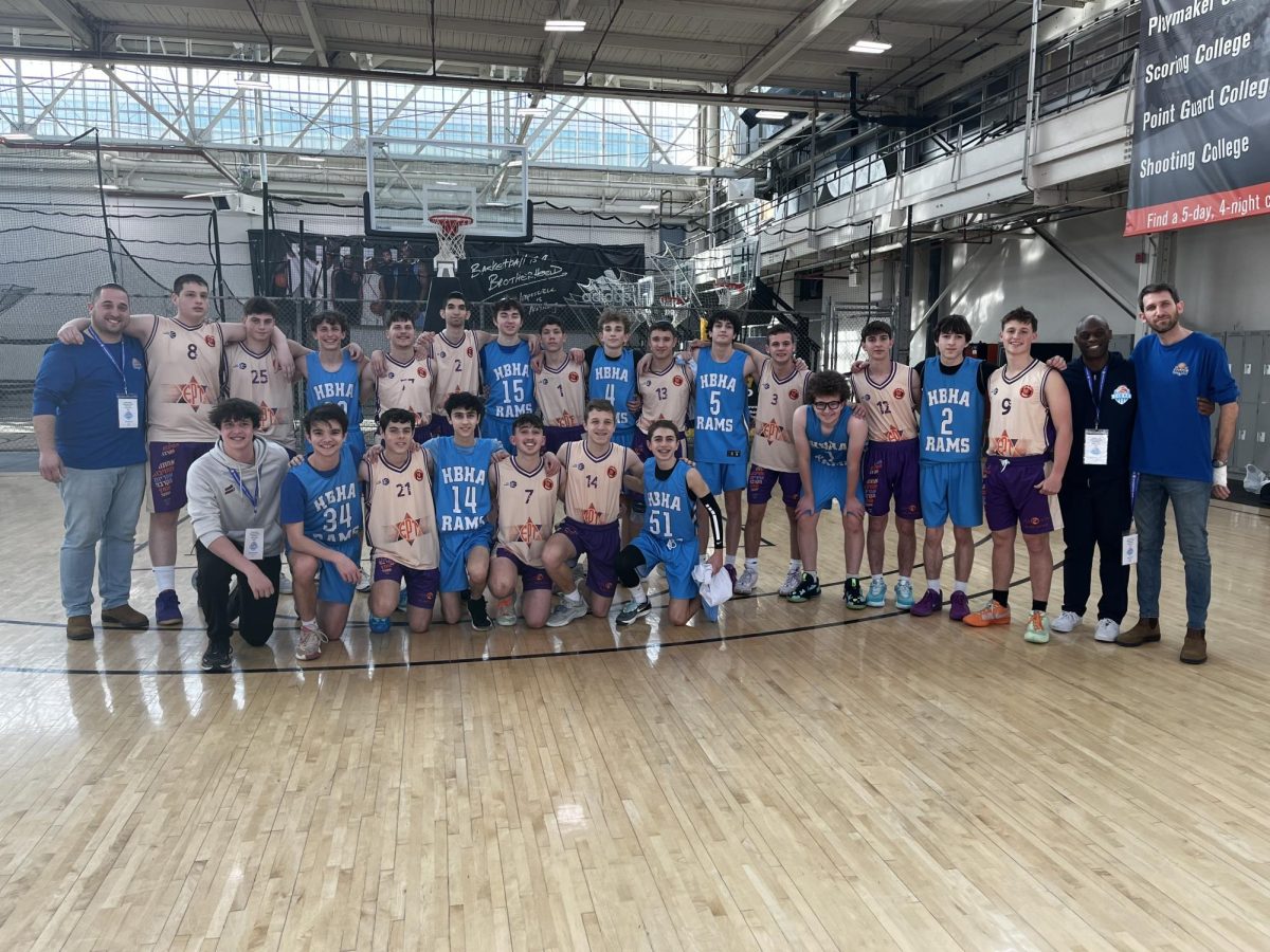 Multiple international teams came together to play for first place, including teams from Israel. Point Guard for HBHA varsity boys, Jake Sosland, says, “It was interesting to meet people who were like me and had similar interests as me… it was amazing to build connections with them.” Our HBHA boys branched out and loved bonding with this Israeli team! Photo provided by Jake Sosland.