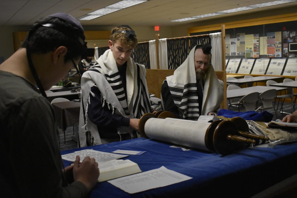 Judaism is not just an added part of being a student at HBHA. It is part of everything you do. Seen here are morning prayers, led by Rabbi Sosover. Photo by 

